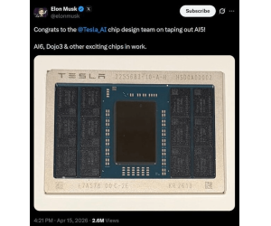 Tesla completează AI5 Chip Tape Out, fabricat de TSMC și Samsung